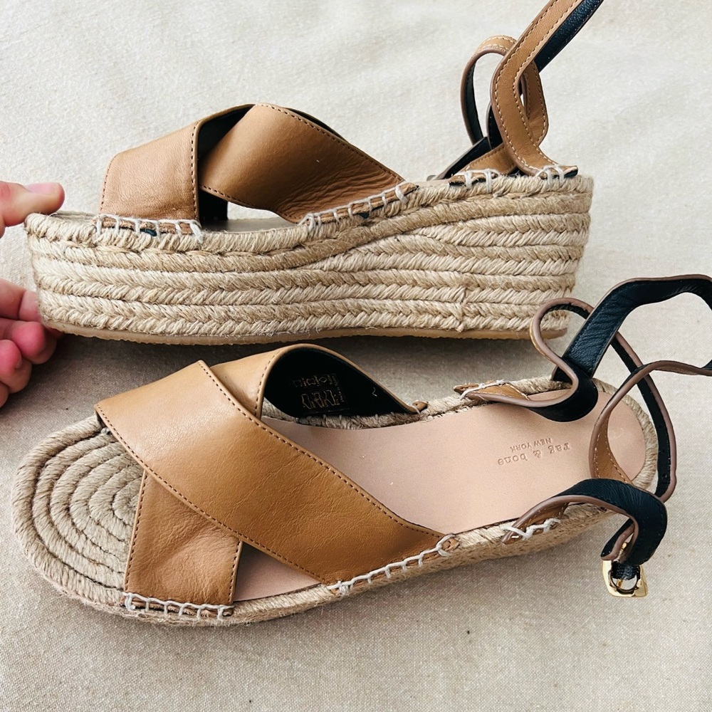 Rag & Bone Hera Espadrille Wedge Sandal Size 39 US 9 in Cigar Tan Brown - Picture 7 of 10